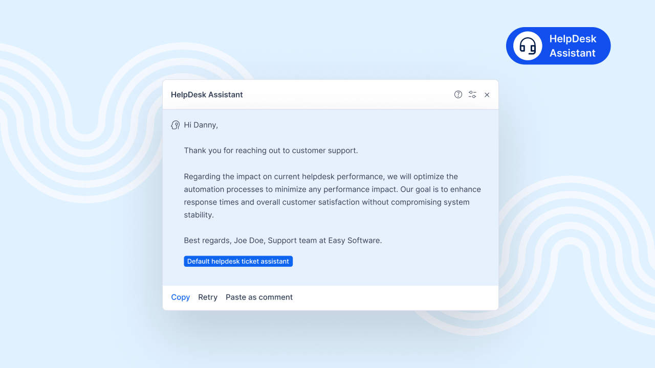 HelpDesk Assistant by Easy AI in Easy Project software