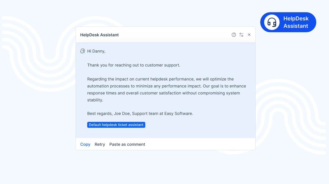 HelpDesk Assistant in Easy Project 14